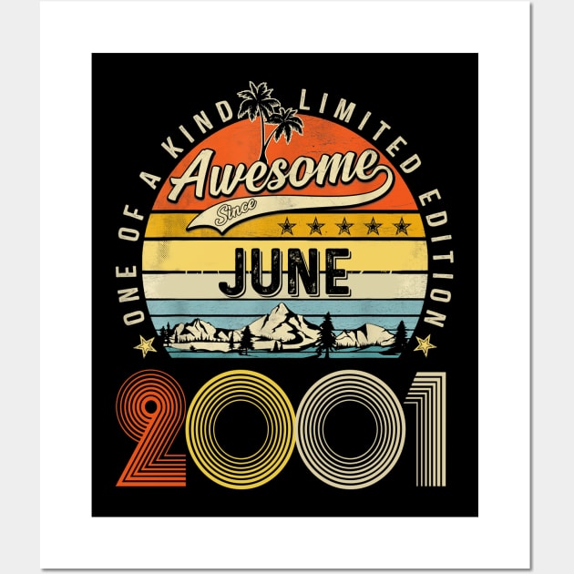 Awesome Since June 2001 Vintage 22nd Birthday Wall Art by PlumleelaurineArt